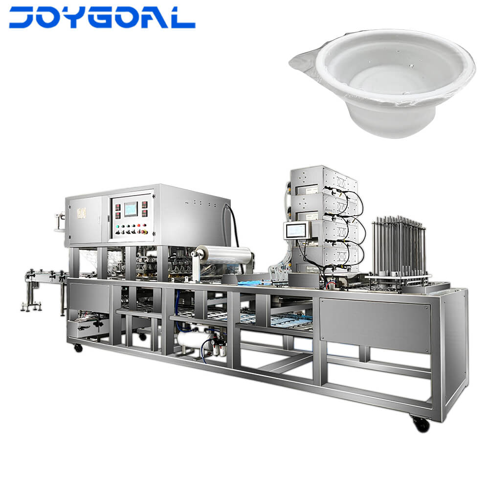 What is the hourly output of the cup sealing and filling machine?