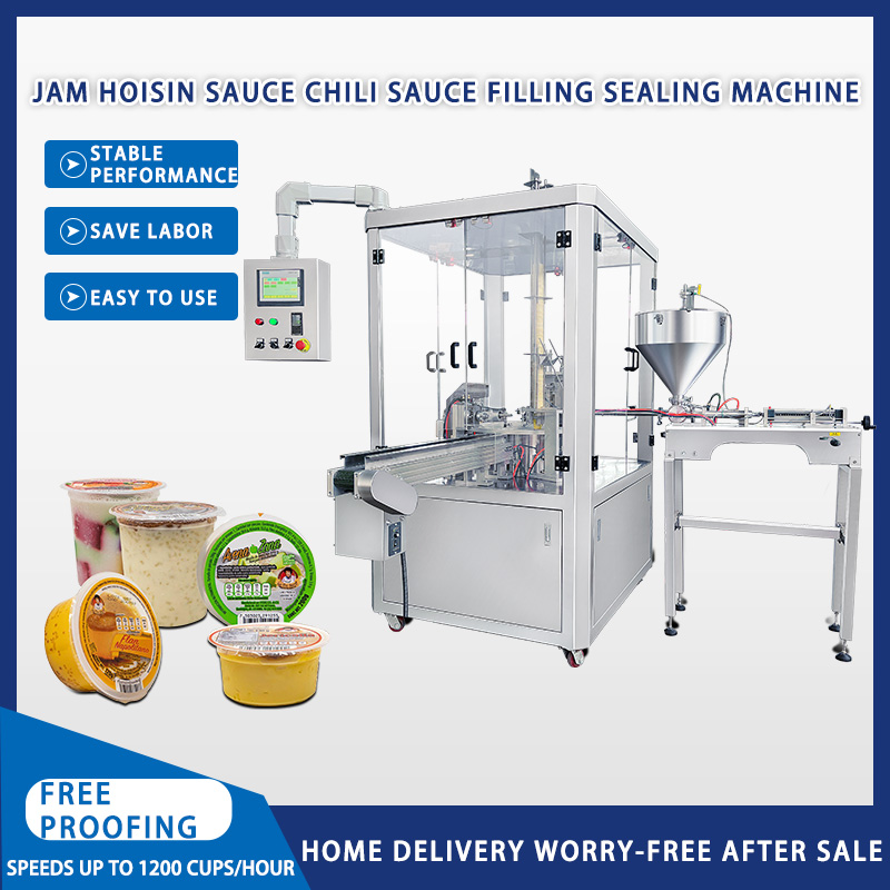 Automatic Jelly Yogurt Ice Cream Juice Sugar Honey Rotary Cup Discal Filling Capping Sealing Machine